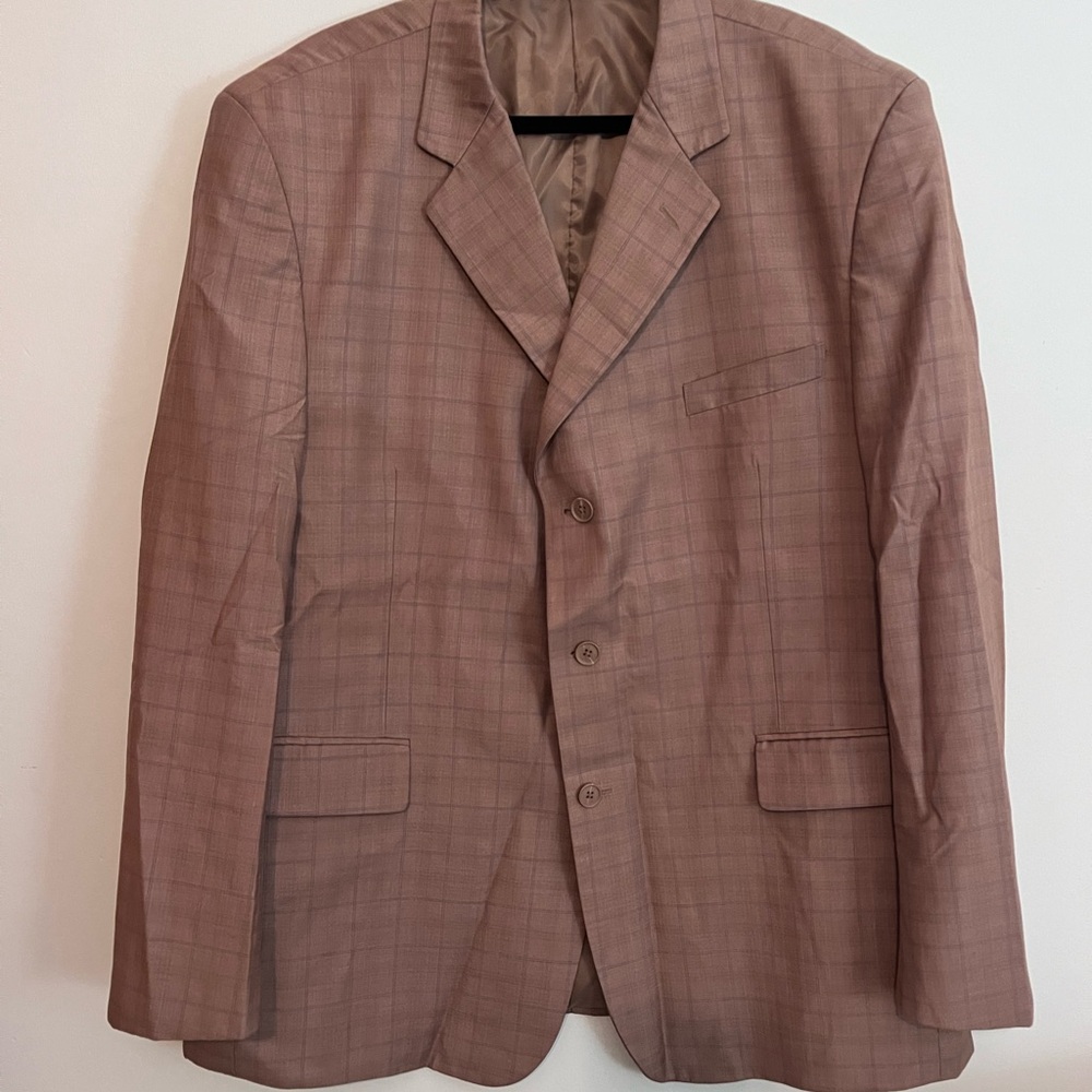 Ricardo Men's Brown and Blue Plaid Blazer Pants/Suit
